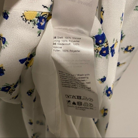 Samsøe Samsøe Dress White Blue Floral Motif Chiffon Apples Slip Maxi NWT - Picture 14 of 14
